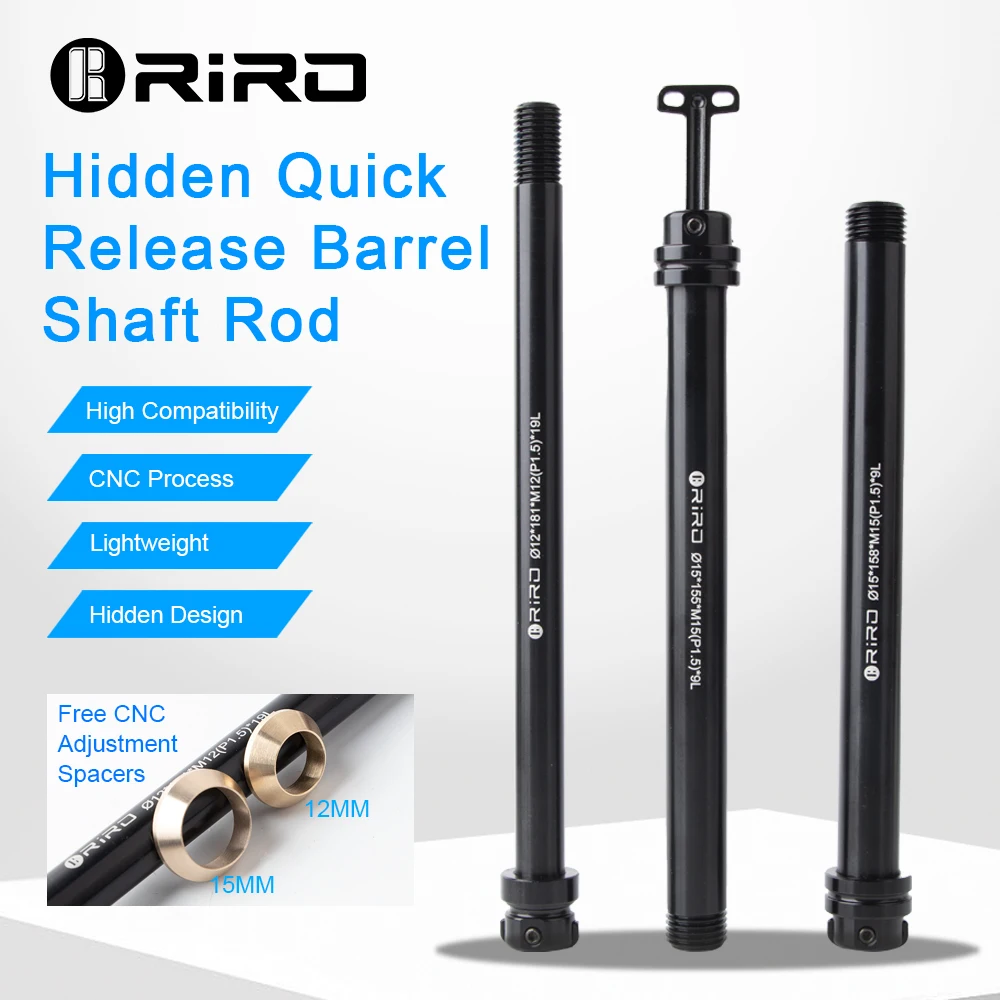 RIRO Bicycle Hidden Quick Release Barrel Shaft Rod 12/15MM Ultralight Aluminum Alloy QR MTB Road Bike Thru Axle Rod Accessories