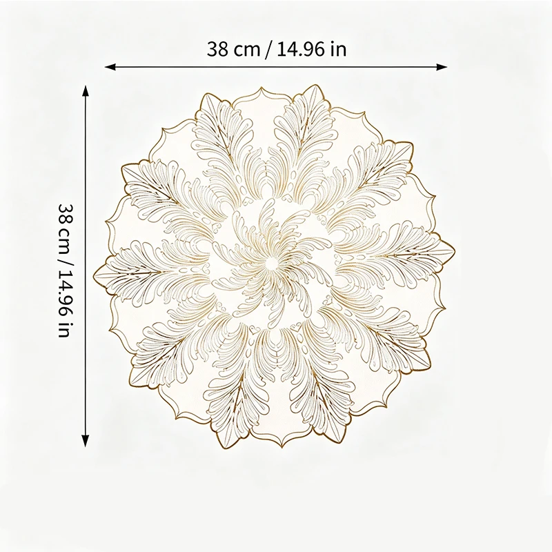 Gold embossing PVCl Dinner Table Mats | Non Slip Washable Place Mats for Dining Tables Kitchen Wedding Party Restaurant Decor