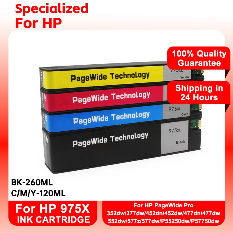 

Для HP 975XL 975X полные чернильные картриджи для HP PageWide Pro 352dw/377dw/452dn/452dw/477dn/477dw/552dw/577z/577dw