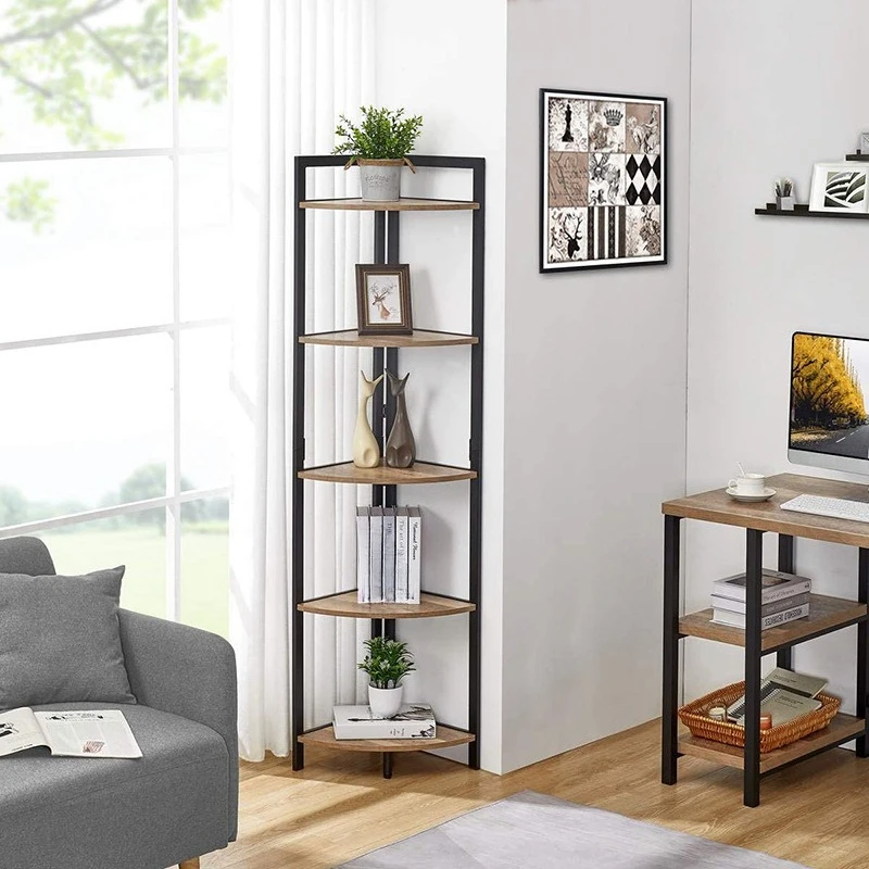 Living room triangular corner rack Bedroom corner bookshelf Easy to assemble storage rack