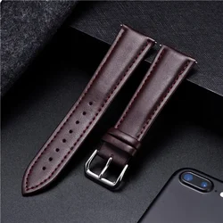 Business Soft Watchband Genuine Leather Strap Calfskin Men Women Universal Watch Band Watch Accessories Bracelet 18mm 20mm 22mm