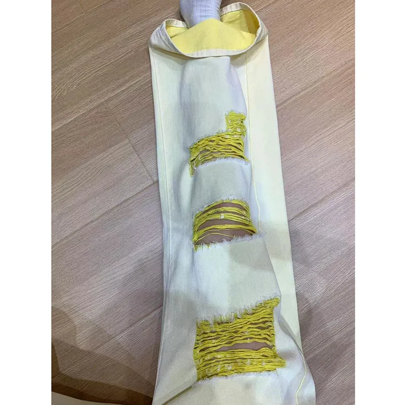 Damskie Nowe Retro Jeansy Letnie Nowe Łańcuszki Koronkowy Nadruk Designerski Wysoki Stan Luźne Uniwersalne Wyszczuplające Zapinane na Zamek i Guziki Unikalne Szerokie Nogawki