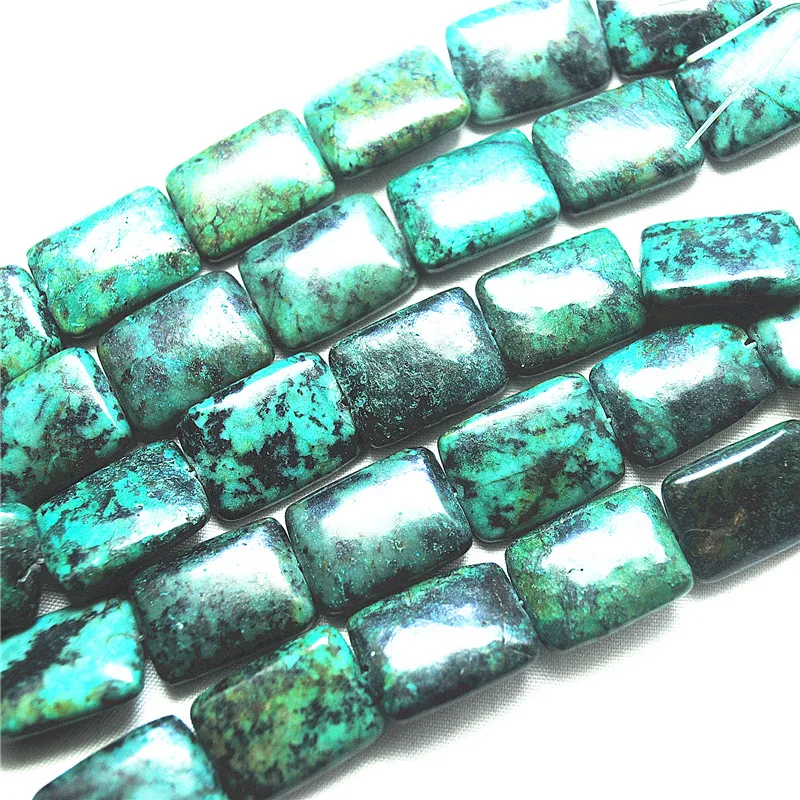 1 سلسلة حجر الفيروز الأفريقي الطبيعي السواحل شكل مستطيل 13X18 مللي متر 15X20 مللي متر موضة صنع المجوهرات اكسسوارات اختيار جيد