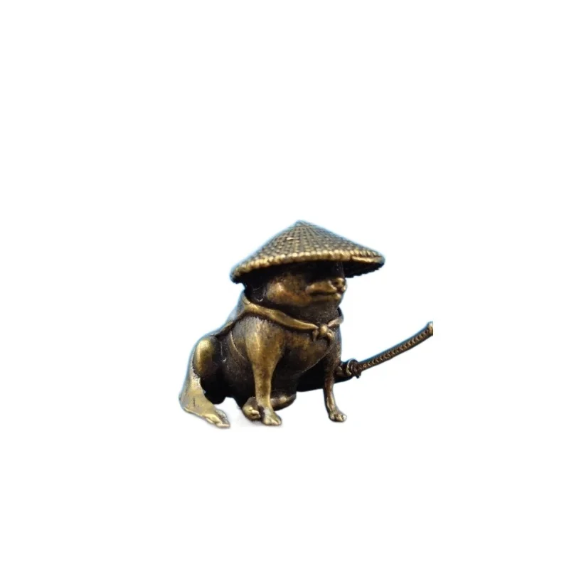 Statua in ottone Ronin Shiba Inu, figura del guerriero del cane samurai, regalo da collezione in metallo per i fan degli anime