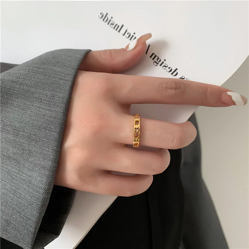 Brazil Retro French Hollow Out Chain Winding Rings Female Fashion Chain Personality Element Titanium Steel Rings Waterproof