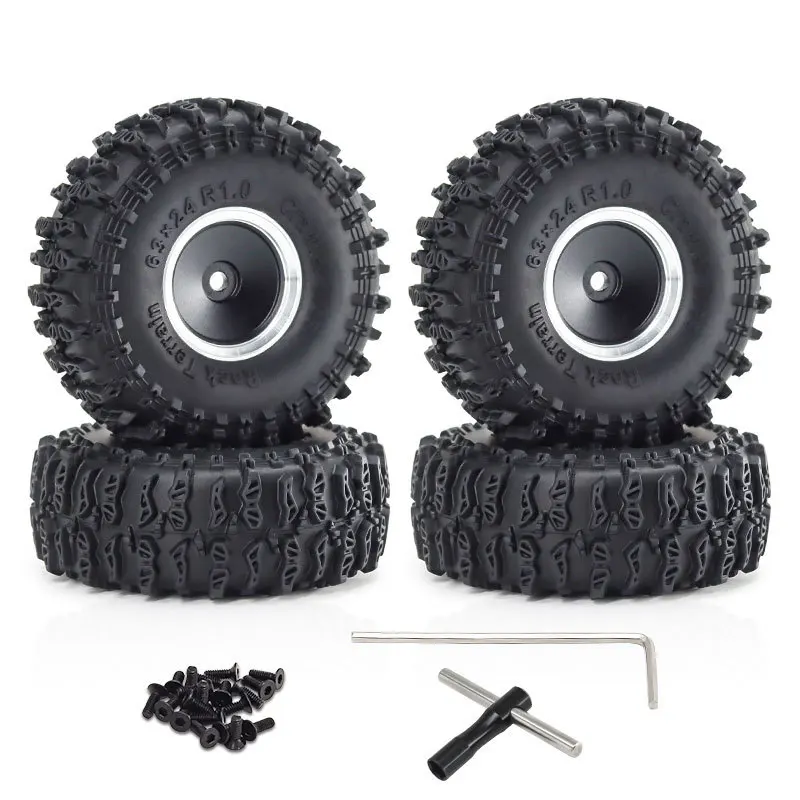 

1/18 TRX4M Land Rover Defender 1.0" Off-Road Tires & SCX24 Aluminum Alloy Wheels, High-Grip Climbing Upgrade for RC Crawler