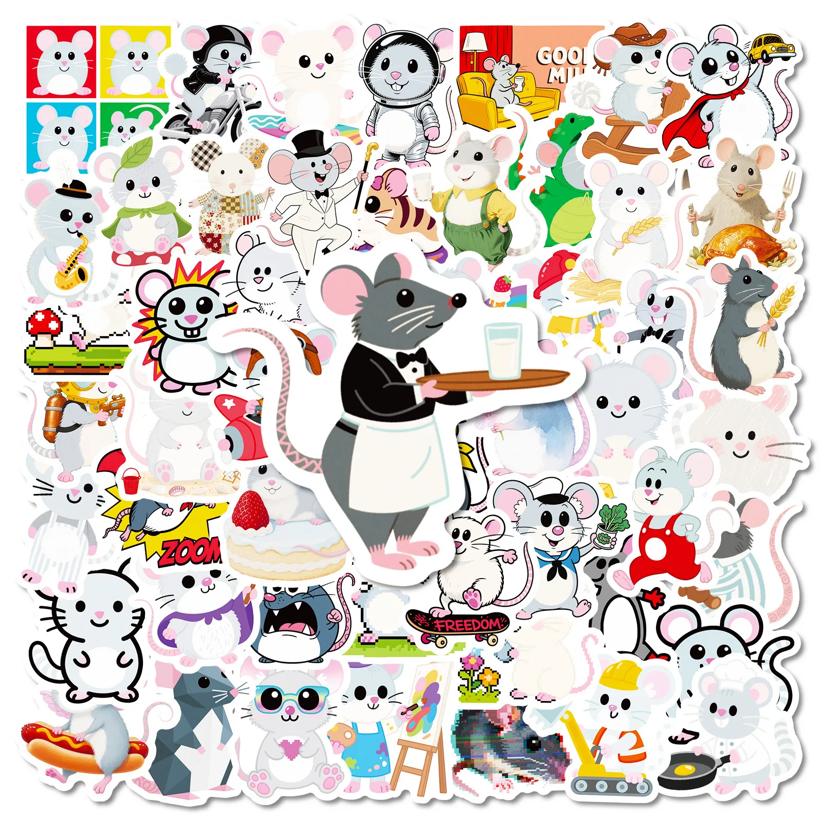 

10/30/56PCS Cartoon Cute Animal Mouse Graffiti Sticker DIY Mobile Phone Case Waterproof Water Cup Notebook Toys Gifts Sticker