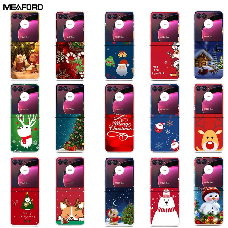 Para Motorola Razr 40 Ultra Fundas navideñas de silicona dura TPU Fundas traseras transparentes para Moto 40 Ultra 5G Funda de teléfono Fundas Coques