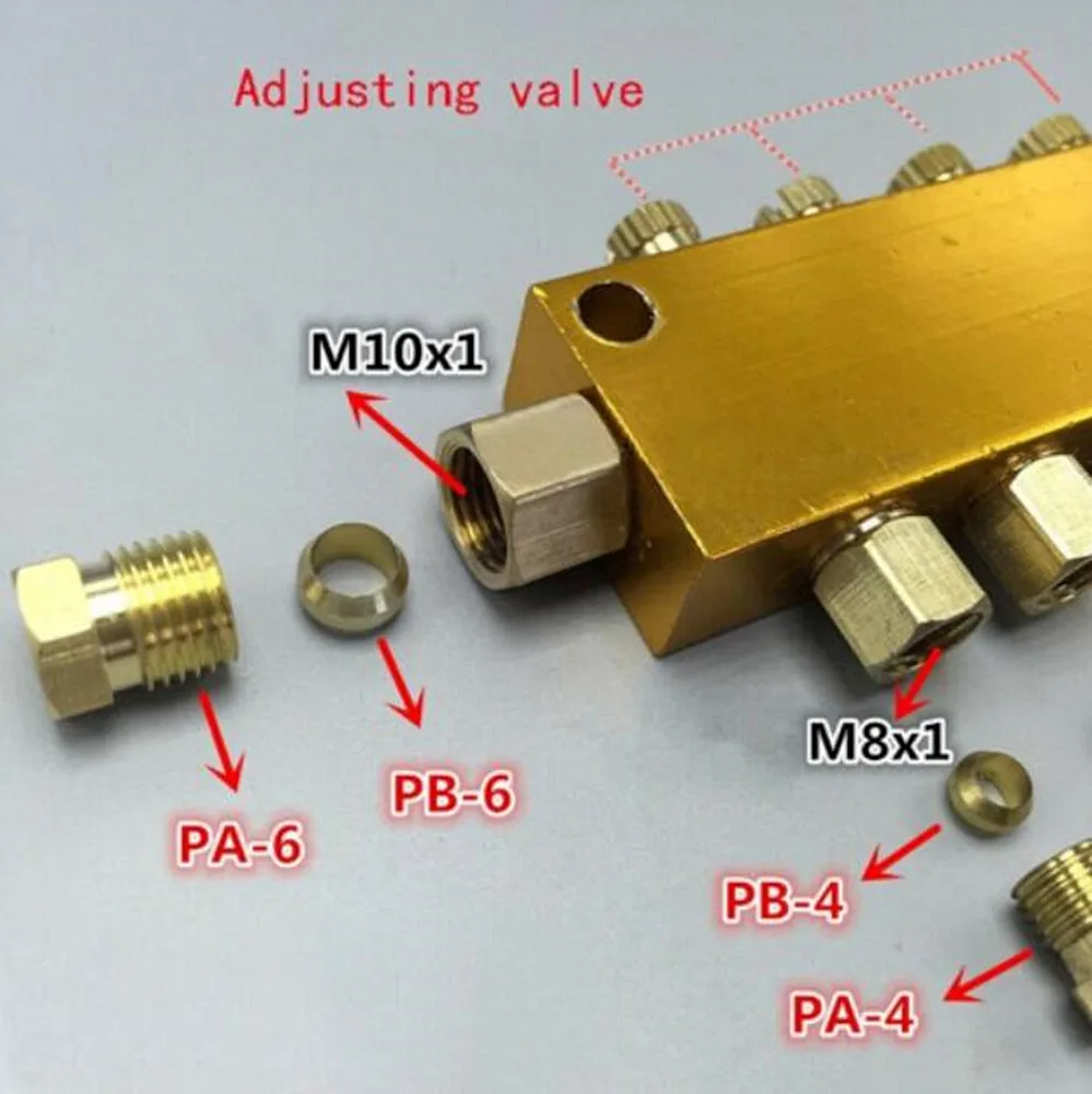 Oil Distributor CNC Machine Valve Lubricating Tube Adjustable 1 Inlet 2 Outlet Mill Part