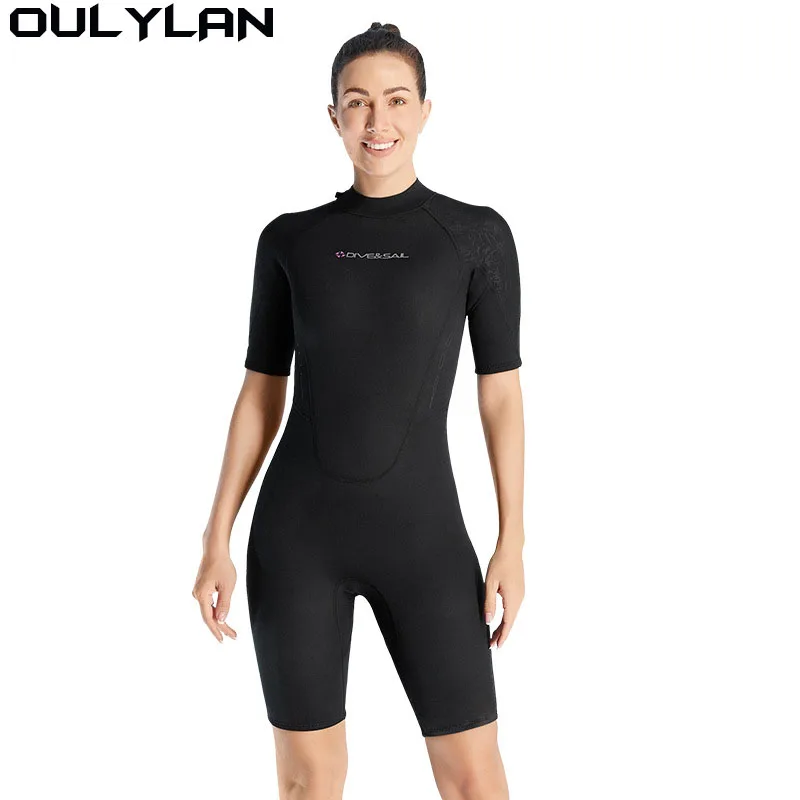 

Oulylan Women Wetsuit Keep Warm Scuba Diving Suit Surfing Jellyfish Snorkeling Spearfishing Wet Sui 3MM Neoprene Short Sleeves