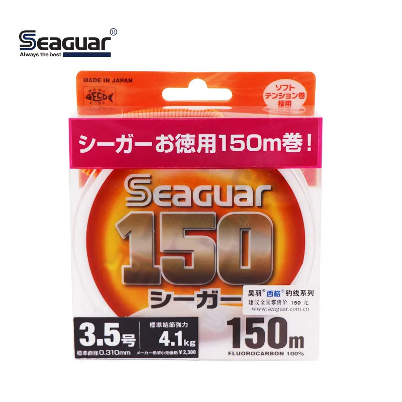 Imagem -02 - Seaguar Fluorocarbon Fishing Line Linha Líder Carpa Baixo Carbono 100 Original Japão Arraste 150m 135-96 kg