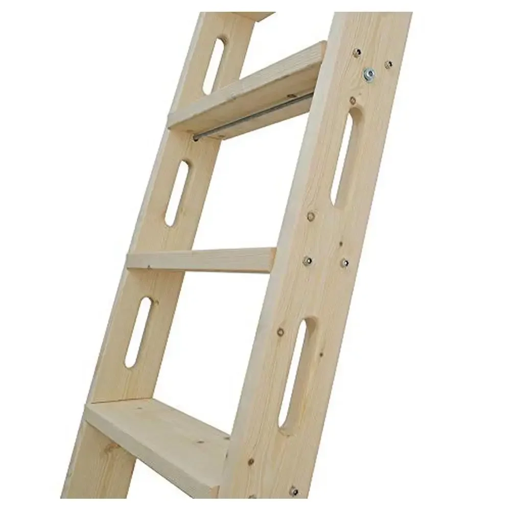 طقم سلم مكتبة منزلق من خشب الصنوبر العقدي غير المطلي مقاس 96 بوصة ارتفاع × 17.75 بوصة عرض 1 بوصة لوح خشبي سميك 3.875 بوصة أجهزة #1