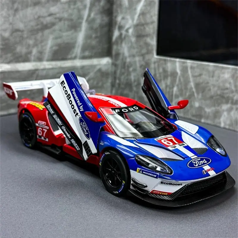Modelo a Escala 1:24 del Ford GT LM GTE, Auto Deportivo de Aleación, Modelo de Auto de Carreras de Metal, Simulación con Sonido y Luz, Colección