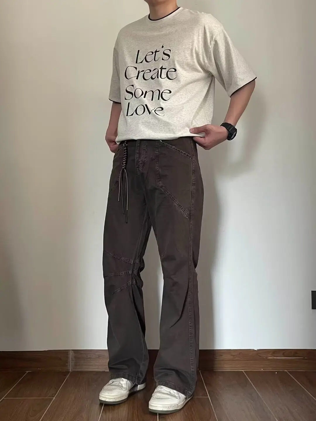 Men's Vibe Retro Wide Legs Y2k Sweatpants  Ins Commuting StyleBottom Street Young Boy Casual Pants Male High Waist Y2k Trousers