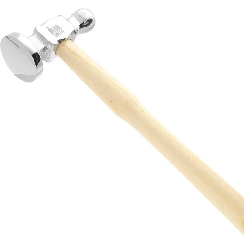 

The Beadsmith Two-Sided Chasing Hammer 10.75 Inches Wooden Handle, 2.25” Steel Head with a 14mm Ball Pein & 1.1"/ 28mm Domed F
