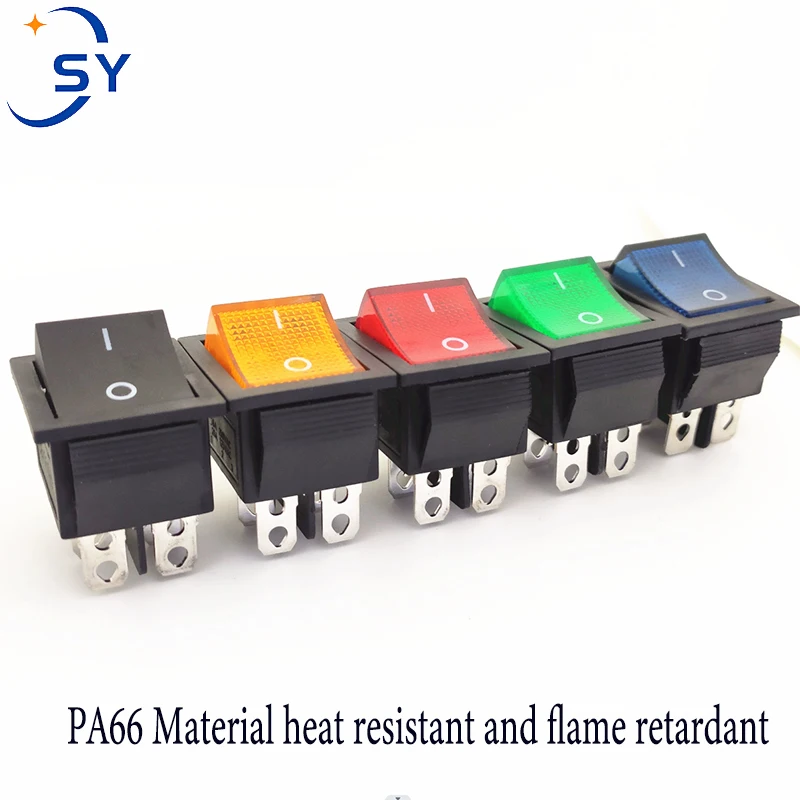 1Pcs KCD4 Boat Type Small Warped Rocker Button Switch Power 4/6 Pin With Light 16A AC250V 20A 125V Self-Locking/Resetting