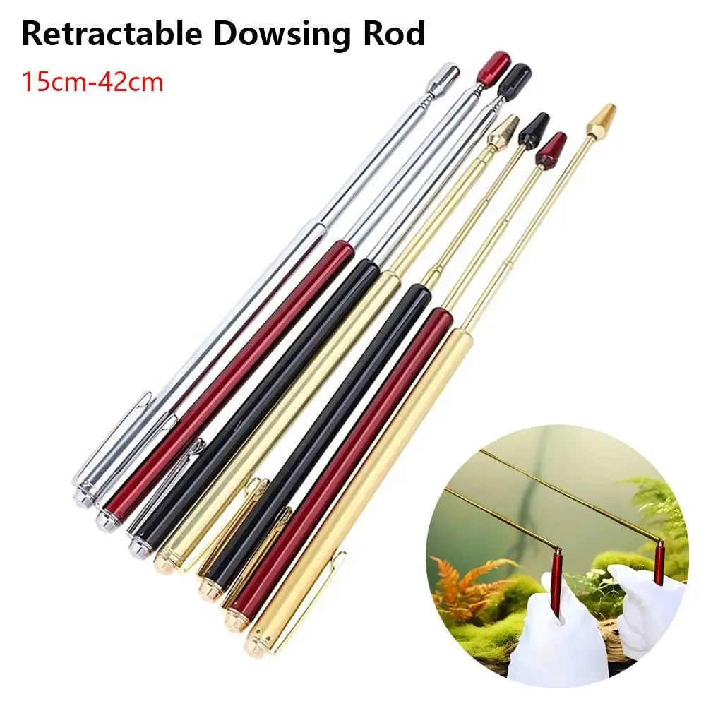 1Pcs Brass Alloy Dowsing Rods Metal Pen Shape Retractable Detector Rod Flexible Rotation Retractable L Rods for Detecting Water