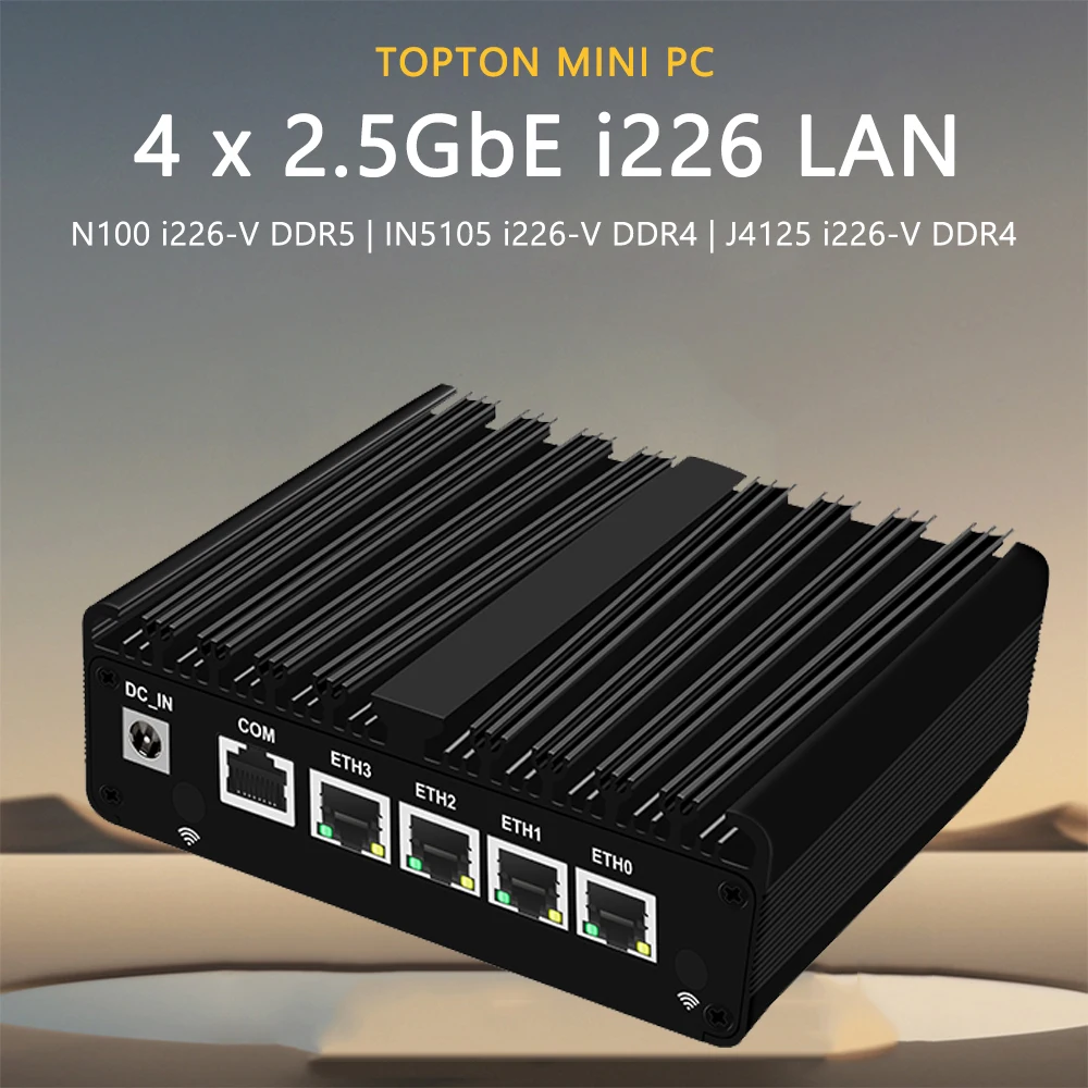 Top Sale 12th Gen Intel Firewall N100 N5105 Soft Router 4x 2.5G i226 LAN NVMe Industrial Fanless Mini PC HDMI2.0 OPNsense