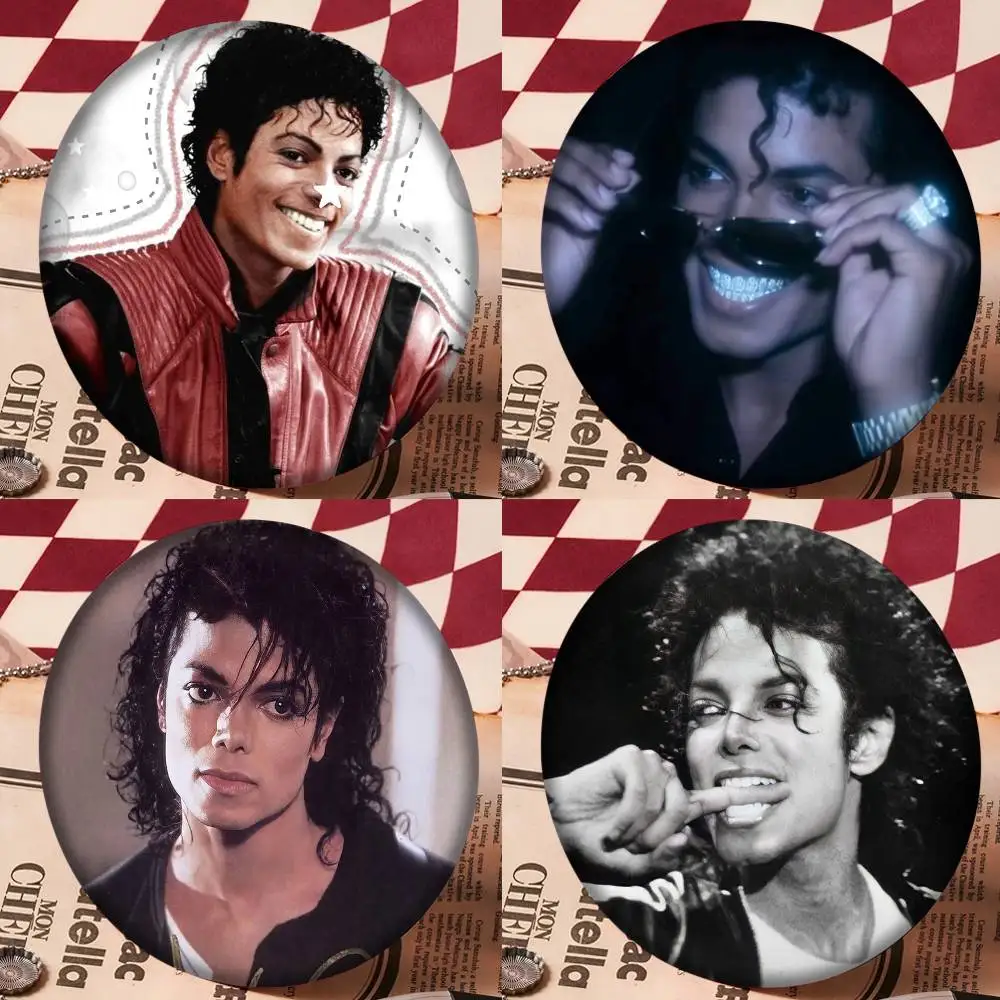 Broches Redondos de Dibujos Animados de Michael J-Jackson de 75x75 25x25 mm para Mochila, Camisa, Accesorios, Joyería, Insignia, Regalo para Amigos