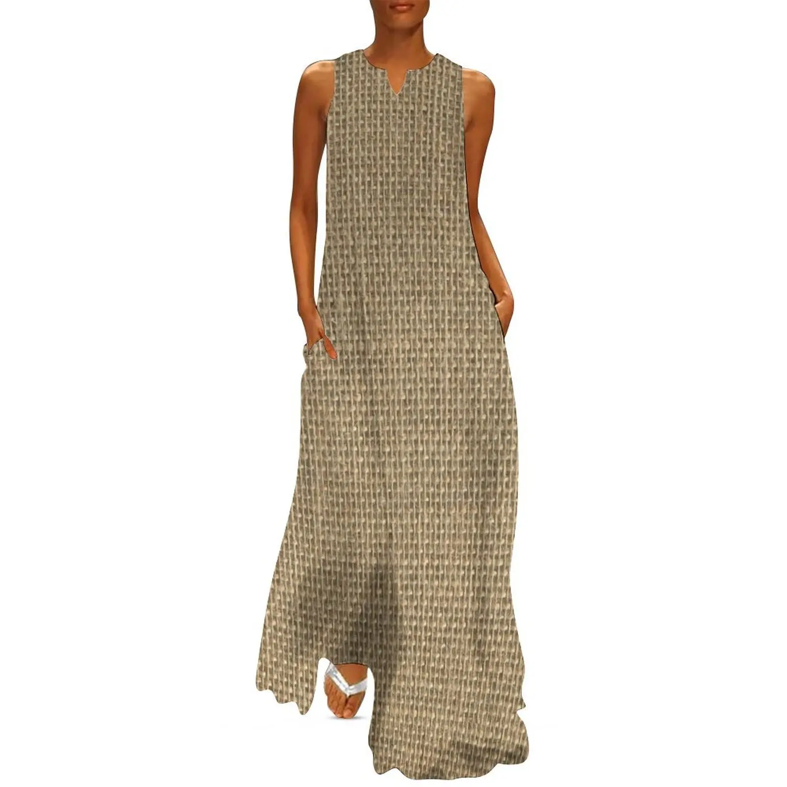 

Natural Woven Beige Burlap Sack Cloth Long Dress dresses for womens clothing women summer 2025 Dress