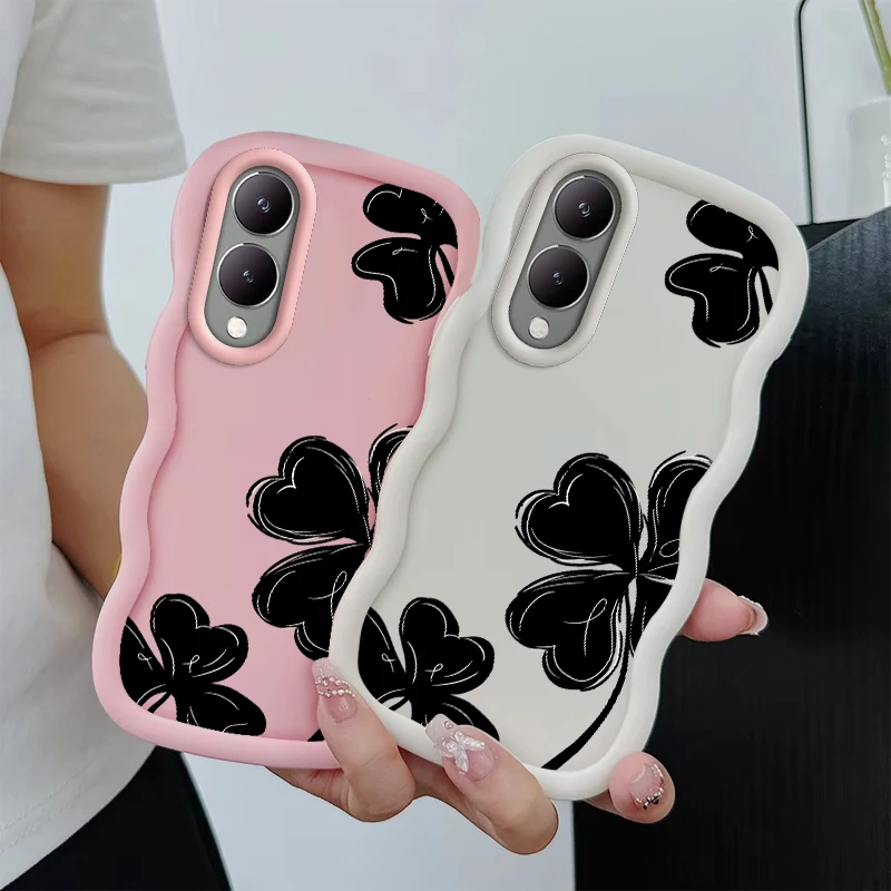 محظوظ CloverWave جراب هاتف ل VIVO V25 V27 V27e V29 V29e V30 V30e Y03 Y17 Y17S Y22s Y28 Y29 Y36 Y39 Y400 Y78 غطاء ناعم
