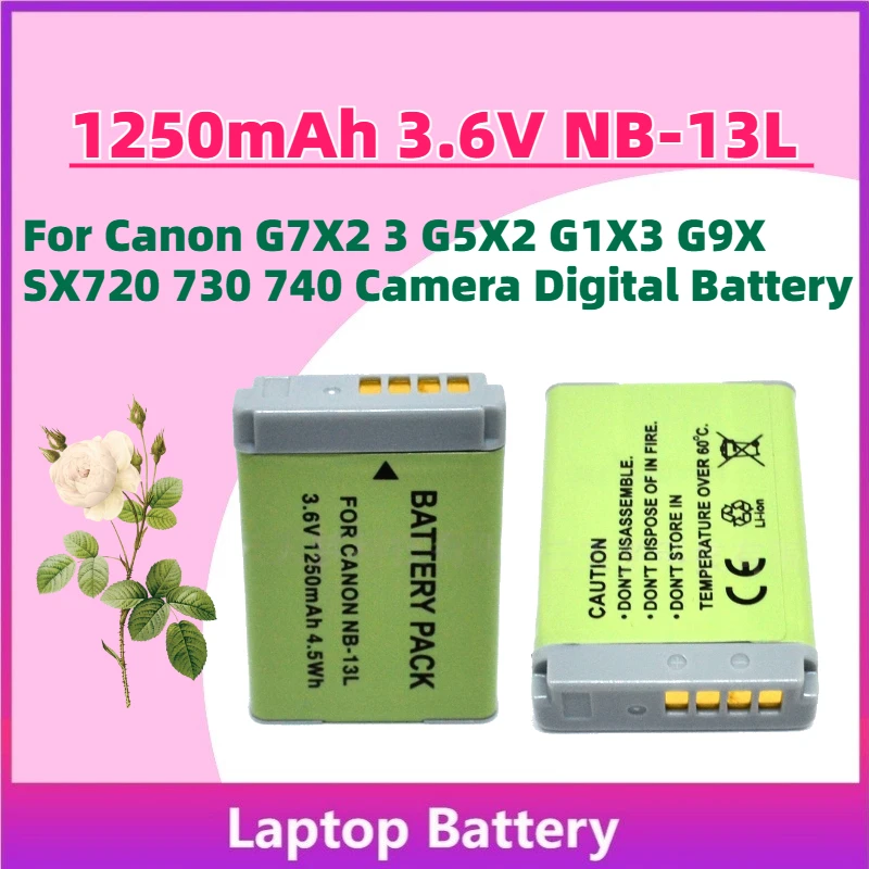 

In Stock New 1250mAh 3.6V NB-13L Rechargeable Battery for Canon G7X2 3 G5X2 G1X3 G9X SX720 730 740 Camera Digital Battery