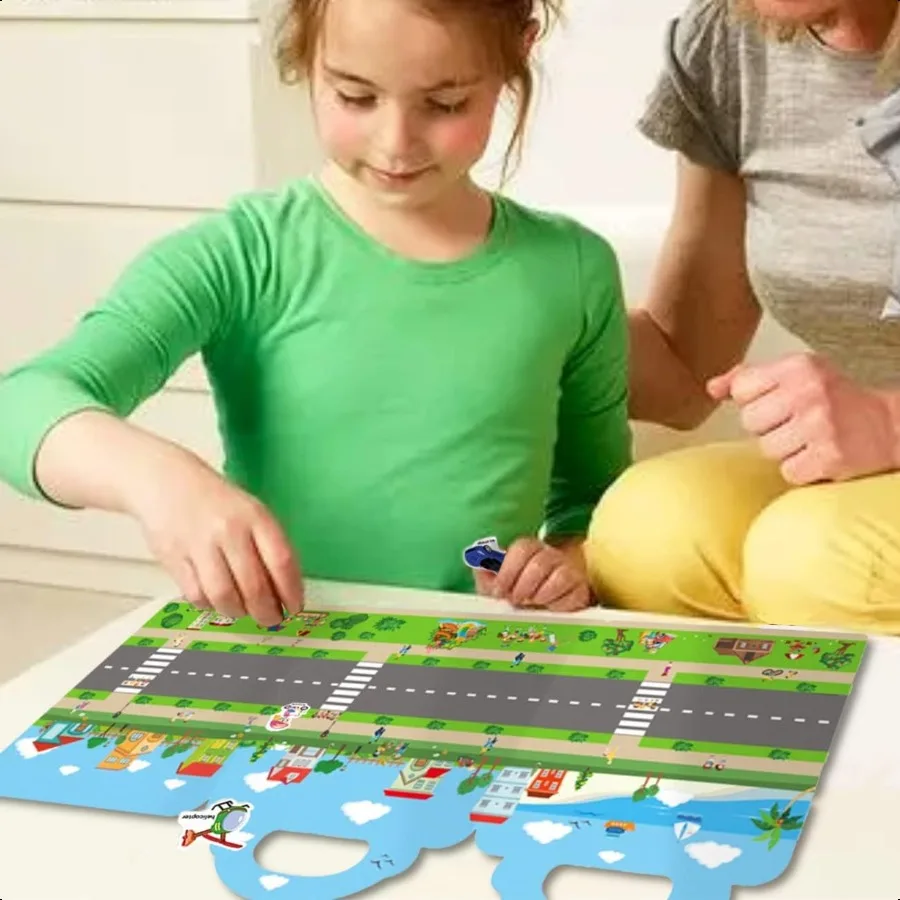 Livre d'autocollants réutilisables pour véhicules, camion, jouets éducatifs d'apprentissage, autocollants de voyage, livres d'activités pour petites filles Bo