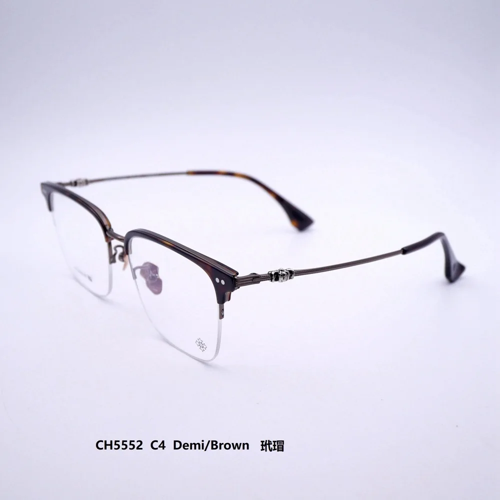 High Quality Eyebrow frame CHROME Style pure Titanium men's and Women's HEARTS Design nearsighted eye Glasses Frame CH5552