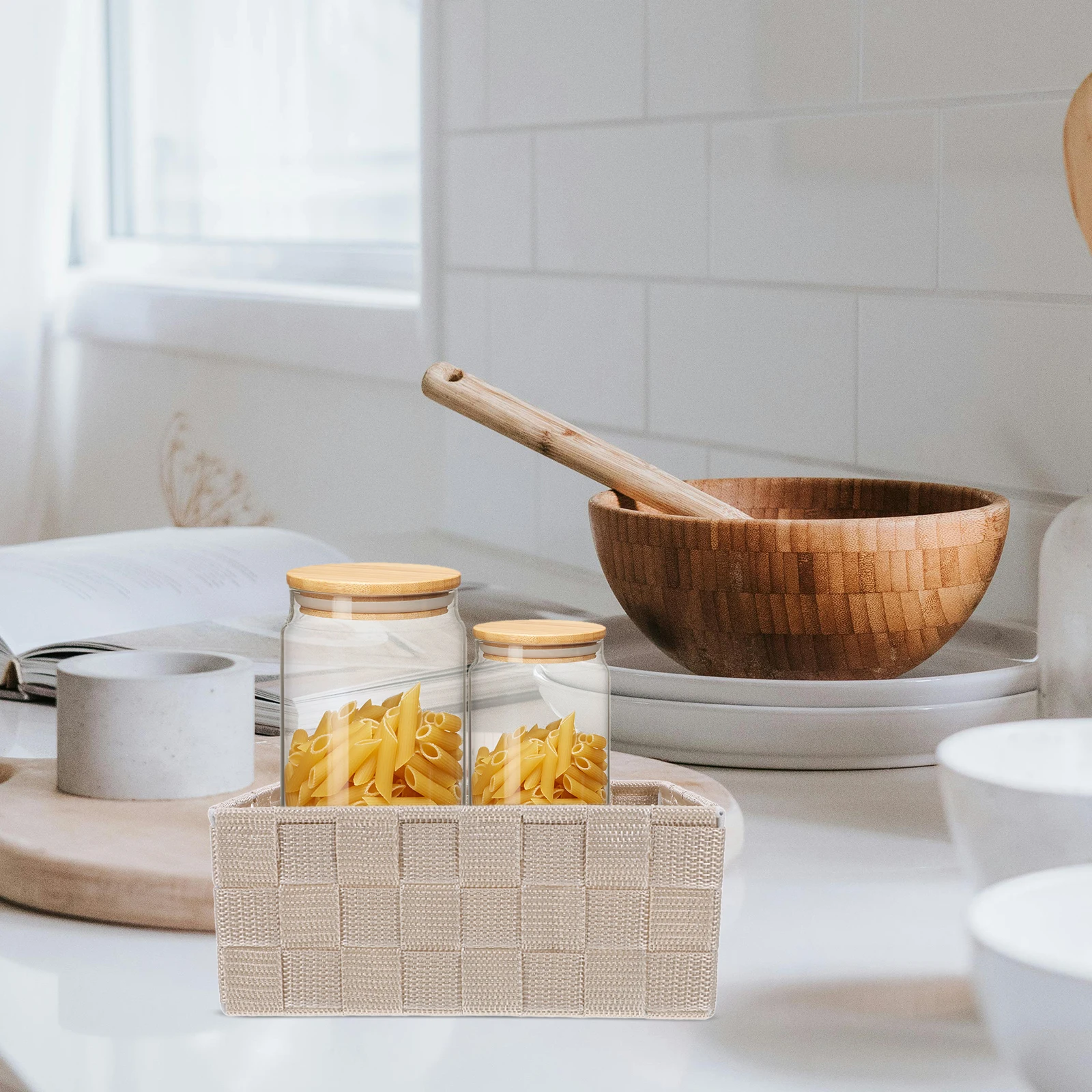 

1 set 1 Set Woven Storage Bins Bathroom Organizer Baskets Small Rectangular Basket For Cosmetics Snacks Multi-Functional