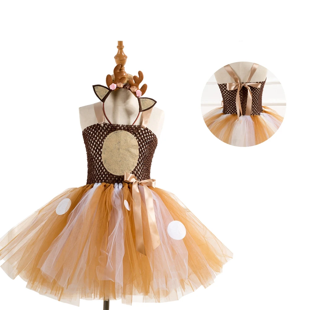 

Elk Headband Tutu Skirt Girls Costume Birthday Dress Gauze Clothing Kids Party Wear Princess Style Fashion Deer Outfit
