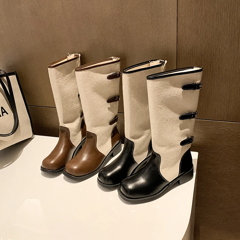 

YUYIN Chunky Platform Stacked Rider Boots Women's High Knee Boots Spring/Autumn Two-Way Edgy Fold-Over Cuff Fashion Design