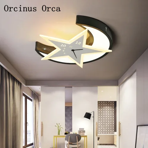 Nordic creative LED star ceiling lamp living dining room bedroom modern personality moon clock ceiling lamp free shipping