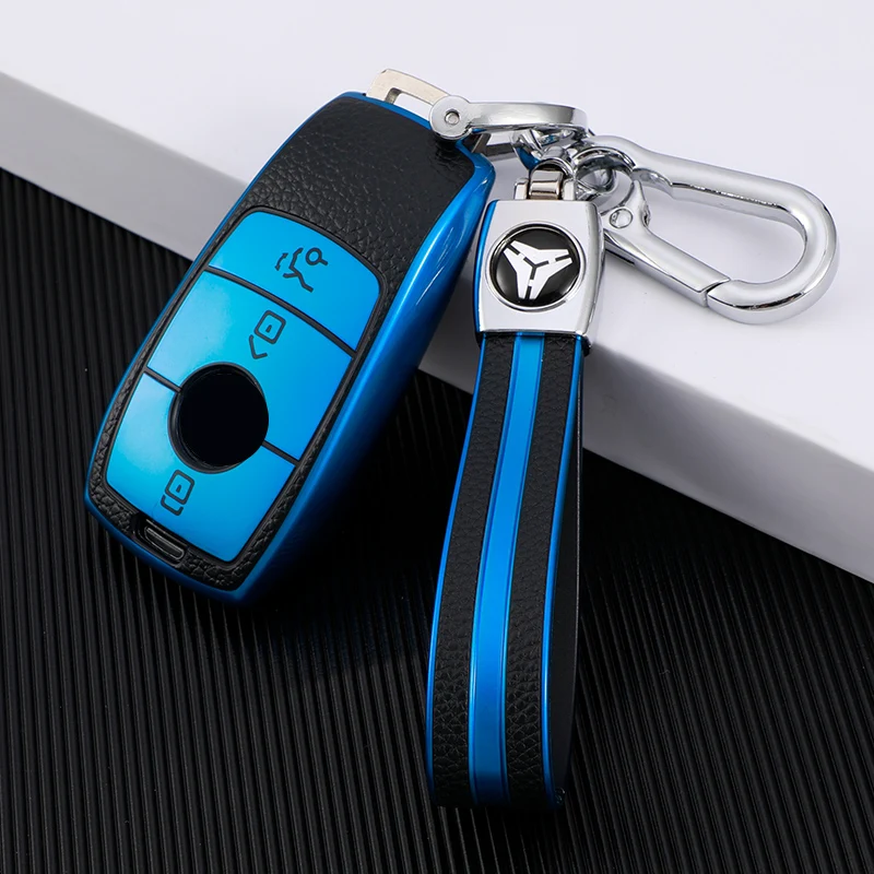 TPU Leather Car Key Case Cover Keychain for Mercedes Benz A C E S G GLS CLA Class W213 W177 W205 W222 X167 AMG Protector