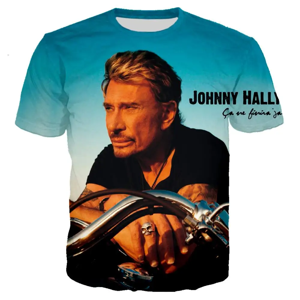 Rock Singer Johnny Hallyday 3D Print T-Shirts Men Women Casual Short Sleeve T Shirt Oversized Harajuku Y2k Tees Kid Top Clothing