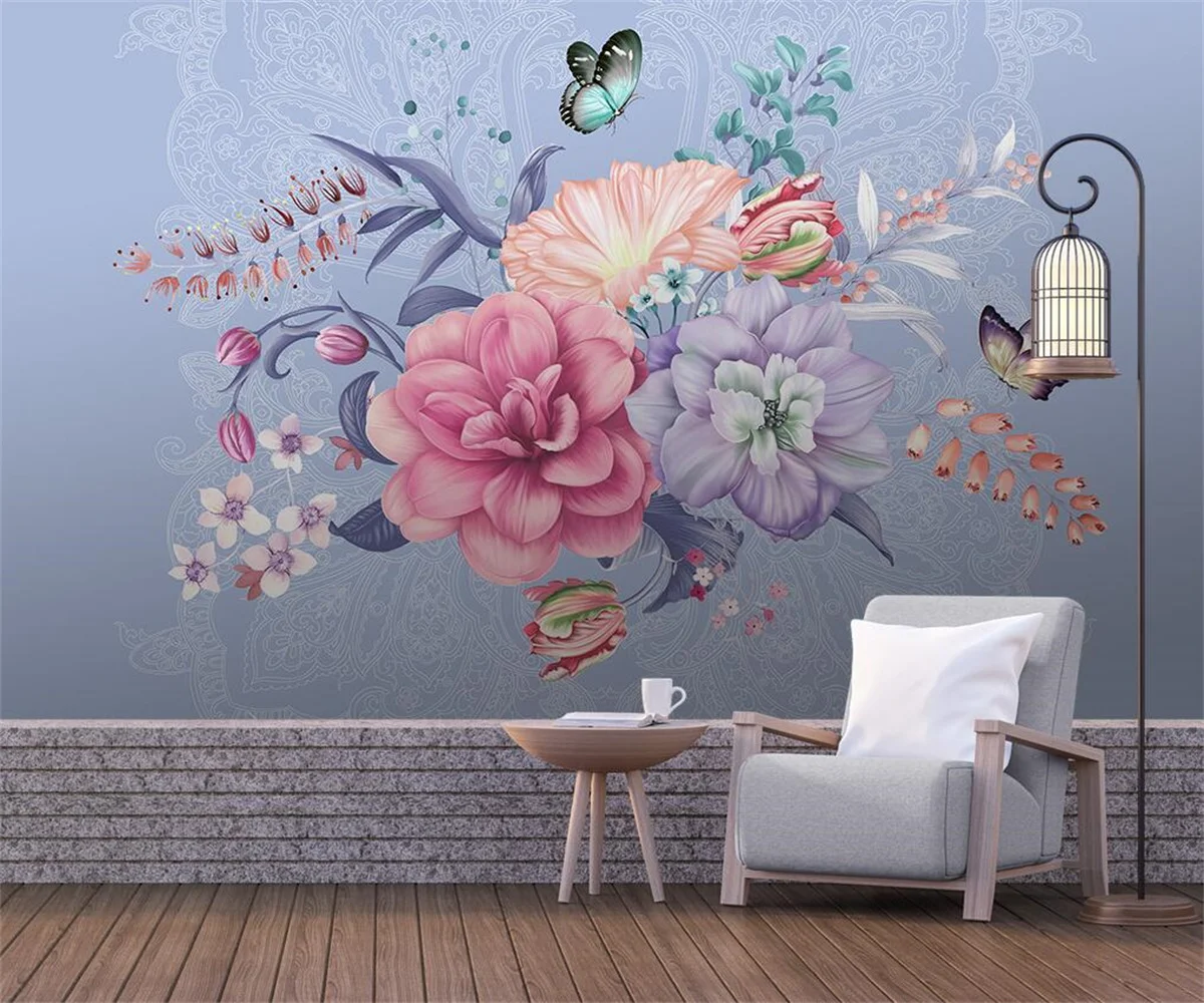 Custom photo wallpaper hand-painted peony flower wall covering mural for living room bedroom background Self-adhesive wallpaper