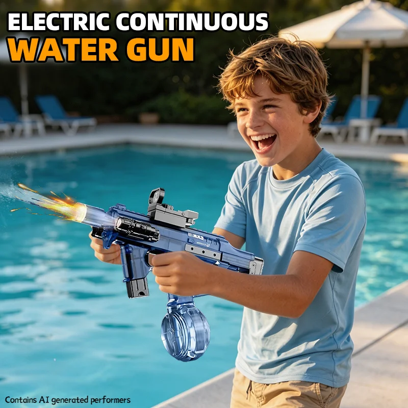 New High-Speed Electric Water Gun with Light And Flame Effect Powerful Outdoor Beach And Swimming Pool Shooting Game Toy