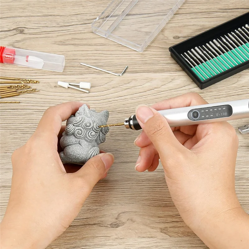 ABUH-Overload Protection Electric For Wood, Metal Glass Engraving Pen With USB-C Charging, 3-Speed Settings, For Beginners