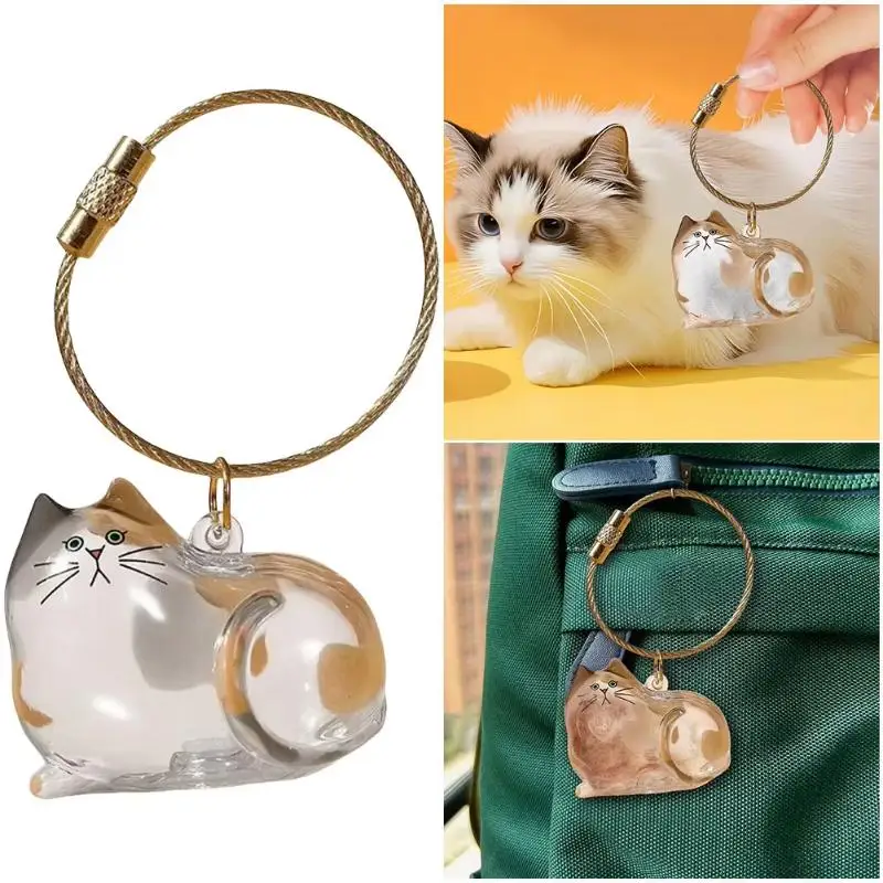 Katzen-Schlüsselanhänger Anhänger für Rucksack Katzenhaar-Aufbewahrungsbox Hängende Katzentasche Haustierpflege-Souvenirs – Detail 2