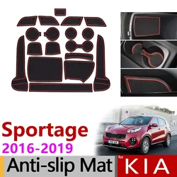 Anti-Slip Rubber Gate Slot Mat Cup Mats for KIA Sportage 2016 2017 2018 2019 QL 4th Gen MK4 KX5 Accessories Stickers Car Styling