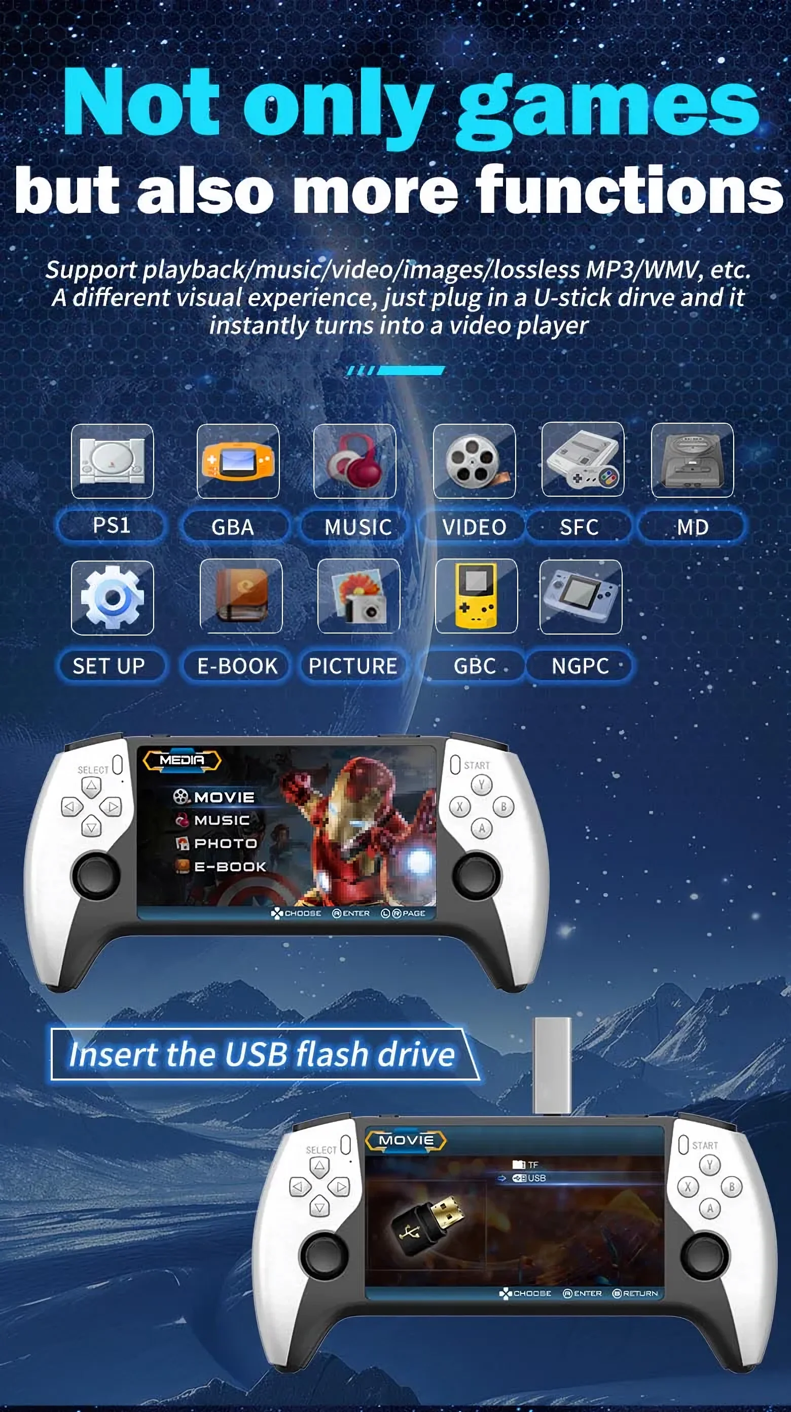 5 Inch IPS HD Retro Handheld Game Console SF3500 in 20000 game