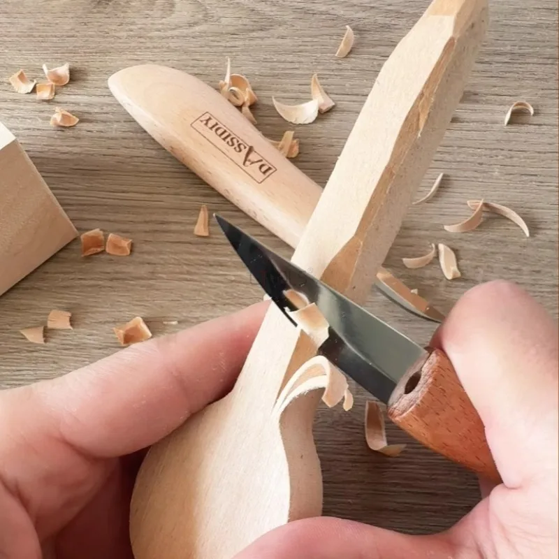 Handmade Wood Carving Knife Medium Hardwood Special Woodcut Knife Professional Precision Root Carving and Cutting Knife Tools