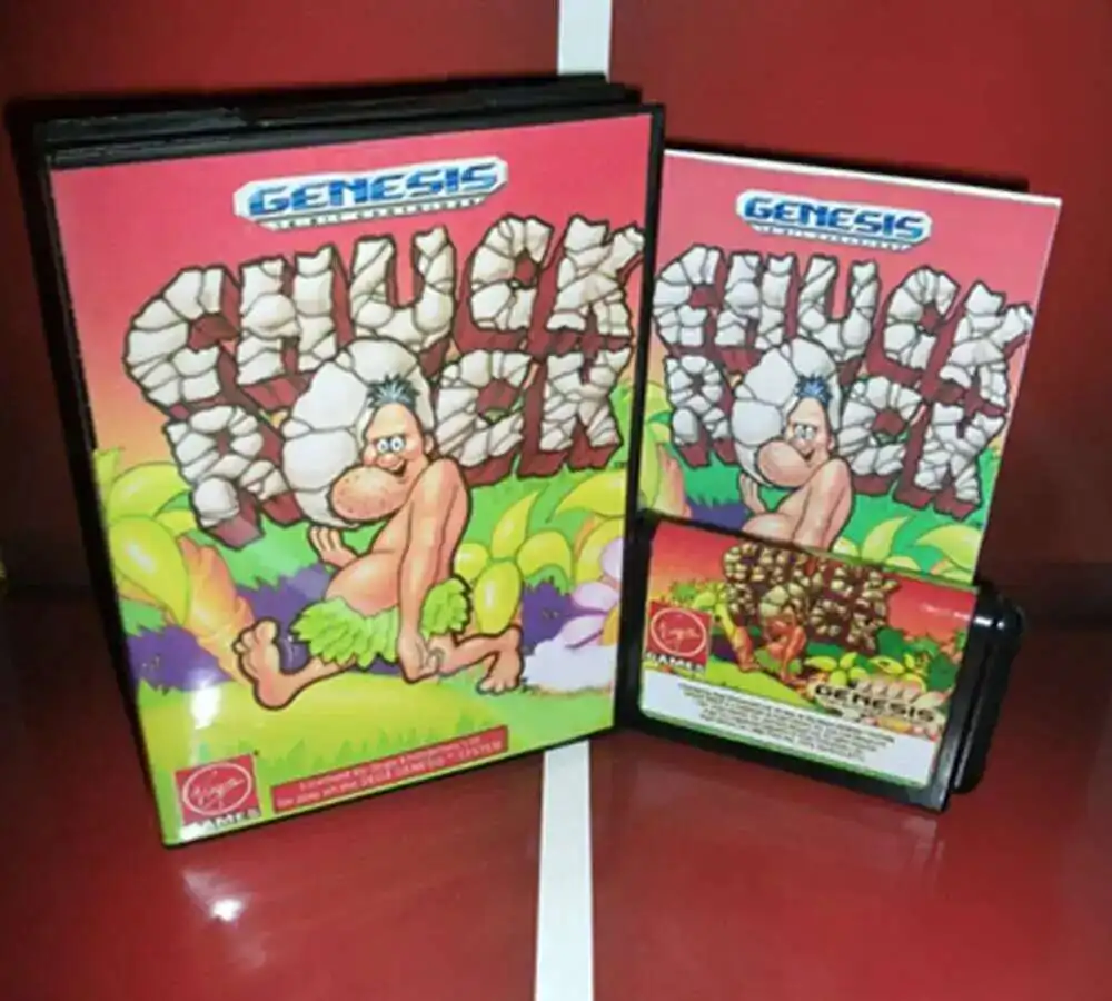 

Chuck Rock with Box and Manual Cartridge for 16 bit Sega MD game card Megadrive Genesis system