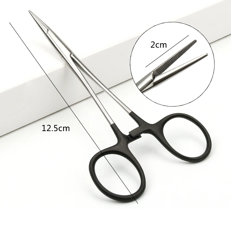 1pc Stainless Steel  Medical Dental Surgical Needle Holder Hemostatic Forceps Clamp Straight/Elbow Surgical Tool