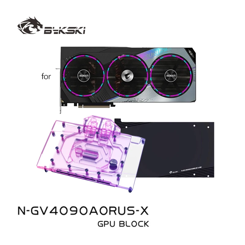 Bykski N-GV4090AORUS-X كتلة المياه لجيجابايت GeForce RTX 4090 Gaming OC / MASTER GPU بطاقة / مشعاع تبريد نحاسي RGB AURA
