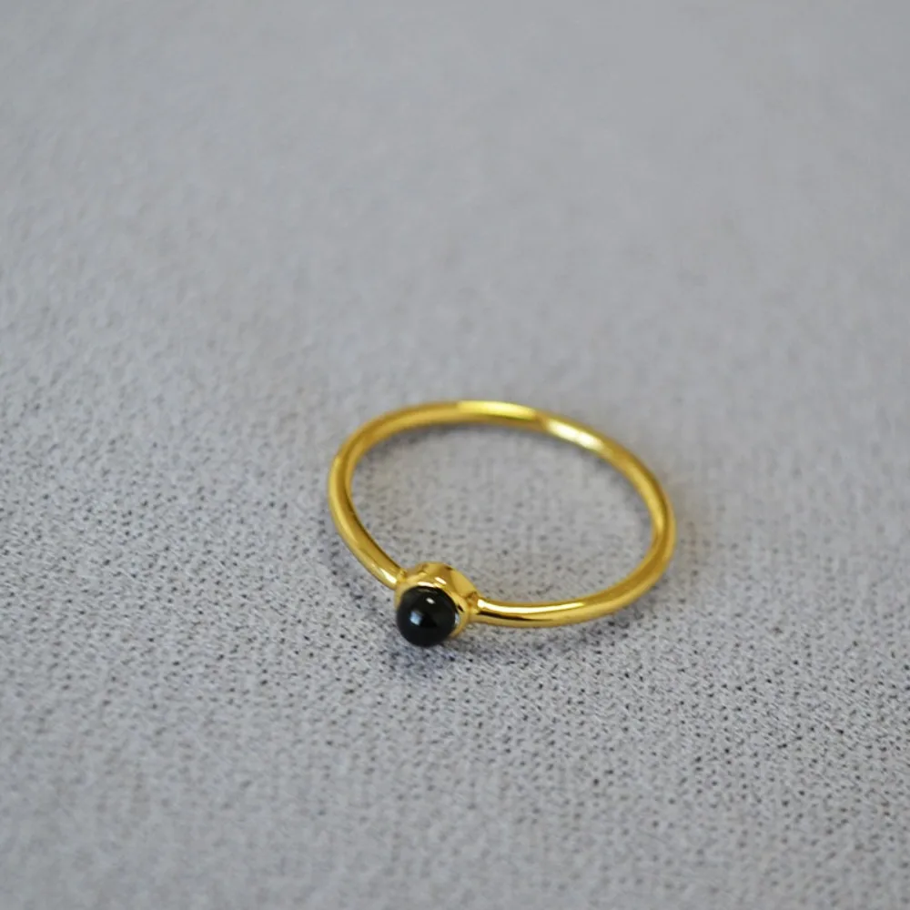 Japanese Korean Style Classic Fashion Simple, Compact, Delicate, Gold-plated Brass Inlaid with Stones, Everyday Style, Stackable