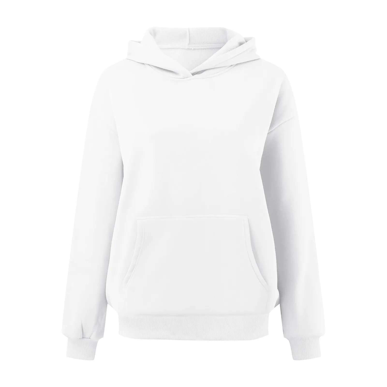 2024 Women Solid Color Soft Sweatshirt Fleece Female Clothes Winter Hooded Ladies Style Type Grey Hoodies White Hoodie Tops