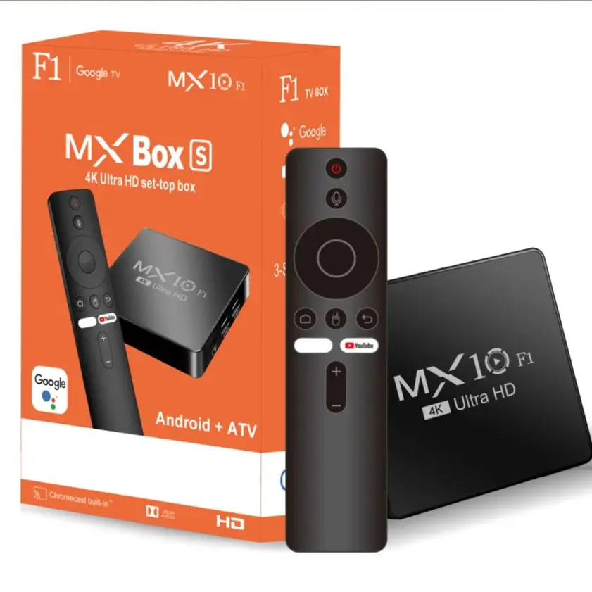 Decodificador Android TV Box 2025 4K Android 13 MX10 F1 Digital al por mayor en certificado Smart Android TV Box