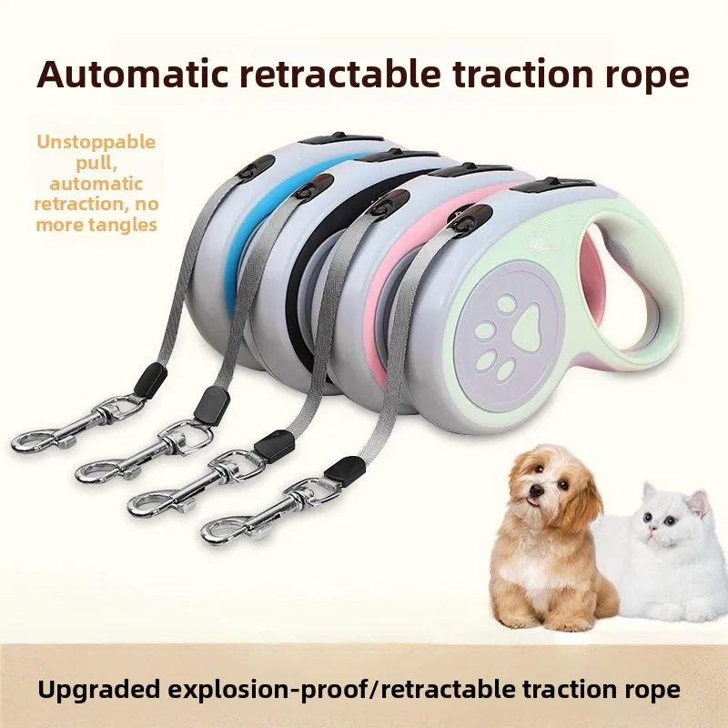 Retractable Dog Leash with Bungee Shock Absorber Anti-Pull Extendable Lead for Small/Medium Dogs & Cats with One-Hand Brake Lock