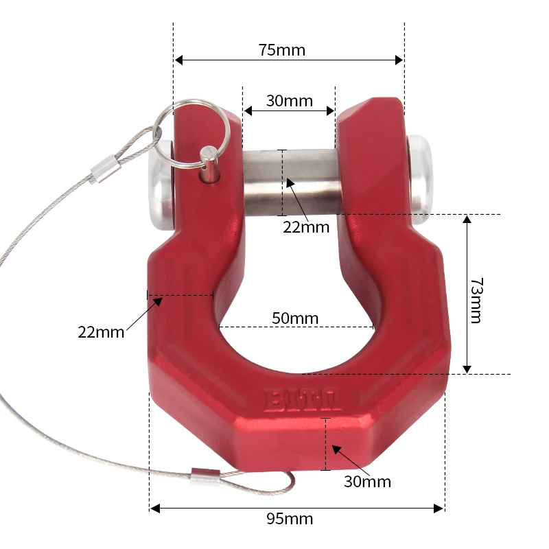 15ton Hot sale 7075 aluminum alloy forge Shackles For Tow Strap Winch Off Road Traction rescue Red/Black tow hook
