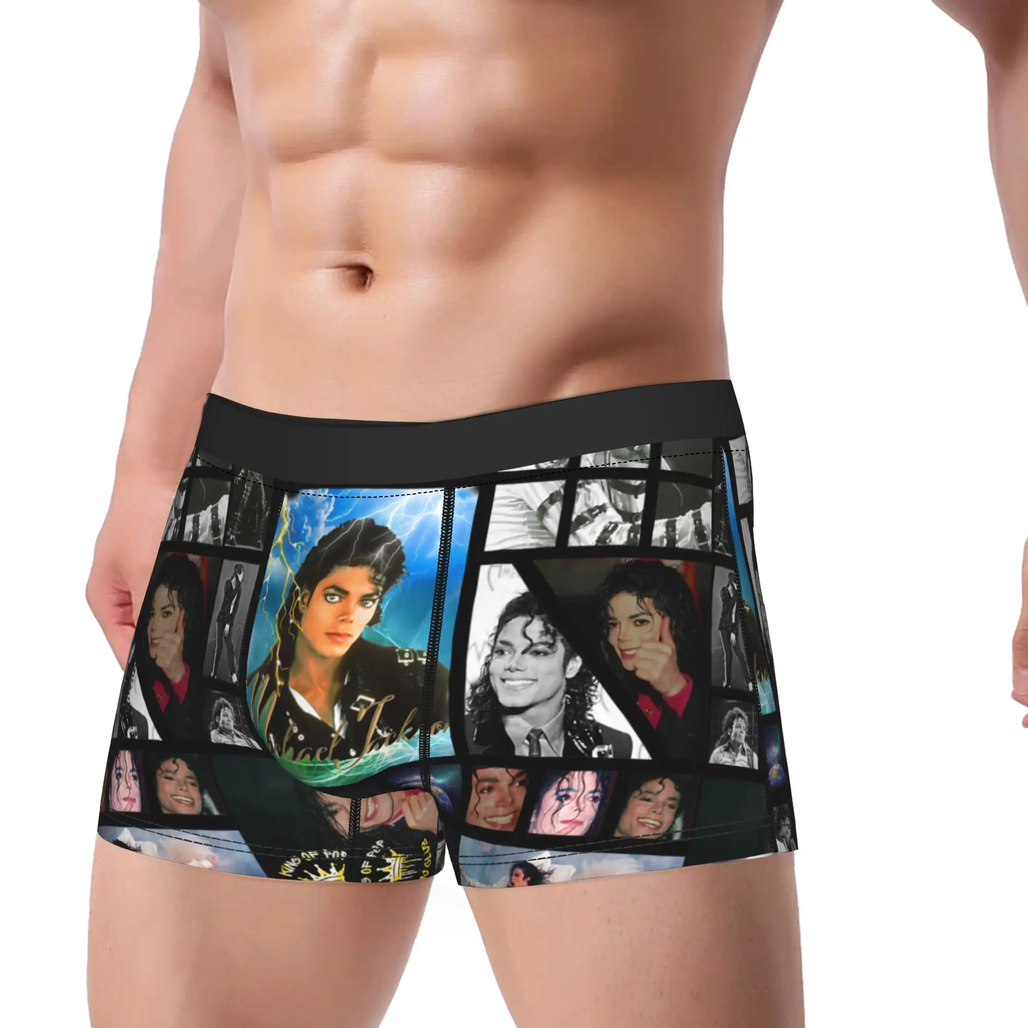 Michael Jackson 703 Underwear  Soft Trend Underpants Pattern Boxer Brief For Men Pouch Plus Size Boxer Shorts